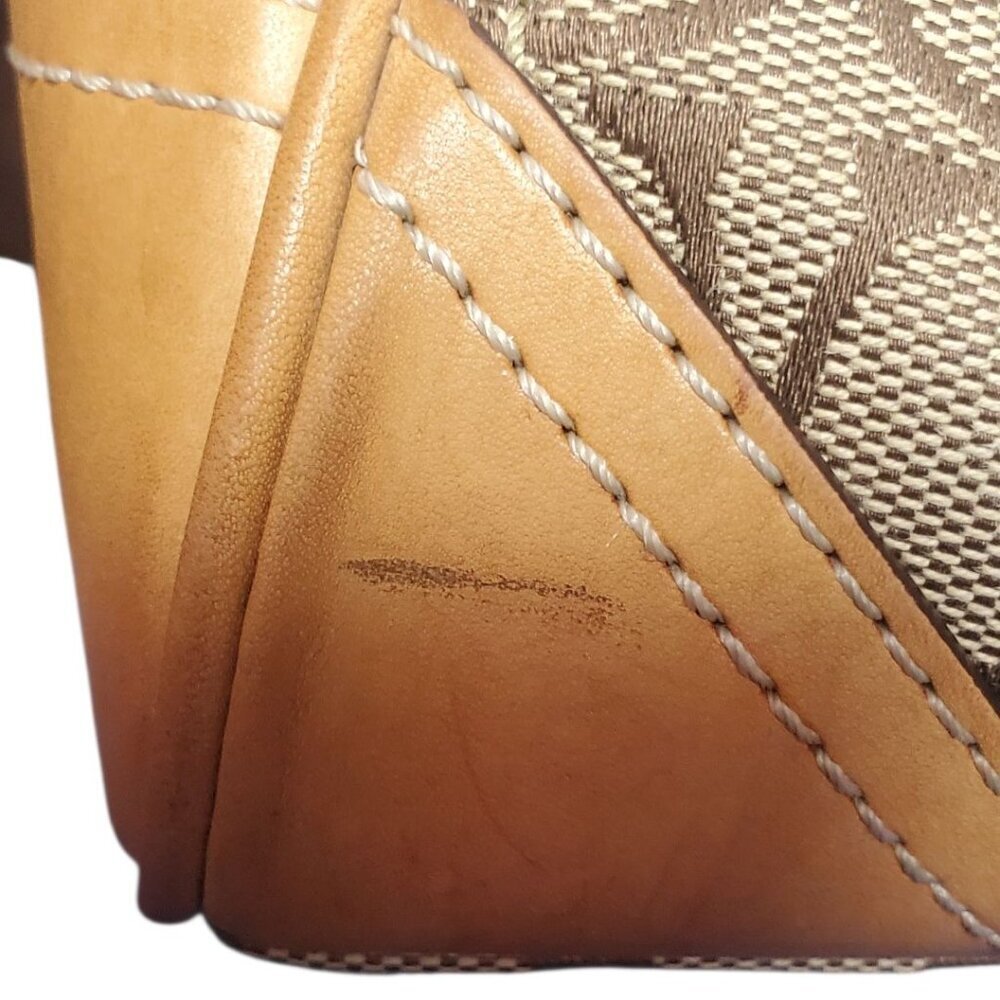 Coach Vtg Hampton Signature & Leather Satchel Bag W/Brass Hardware & Dual Handle - Picture 4 of 16
